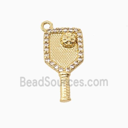 Copper Pendant Pave Zircon, Gold Plated