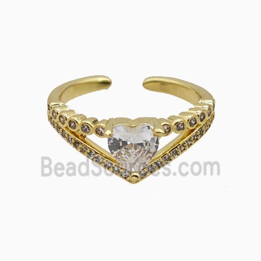 Copper Ring Pave Zircon, Gold Plated