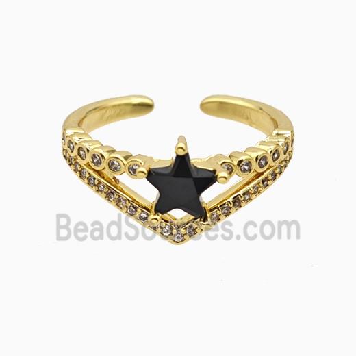 Copper Ring Pave Zircon, Gold Plated