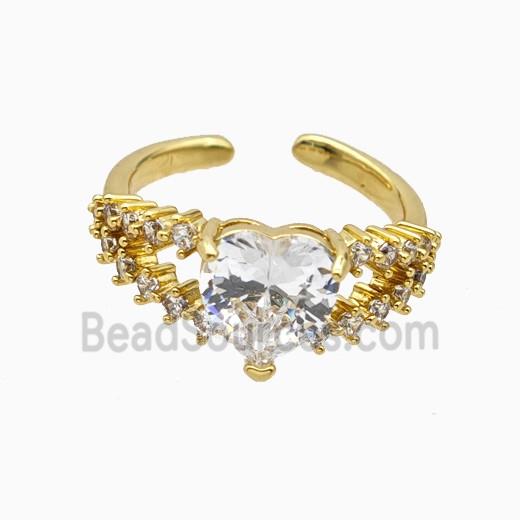 Copper Ring Pave Zircon, Gold Plated