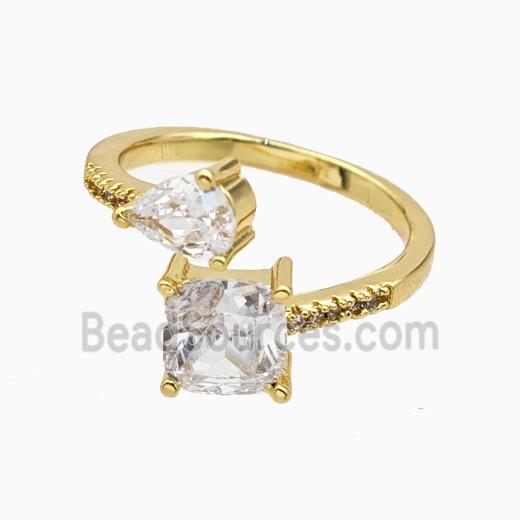 Copper Ring Pave Zircon, Gold Plated