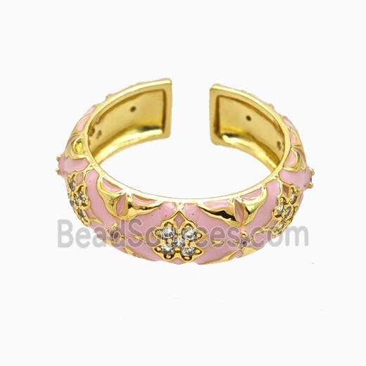 Copper Ring Pave Zircon, Gold Plated