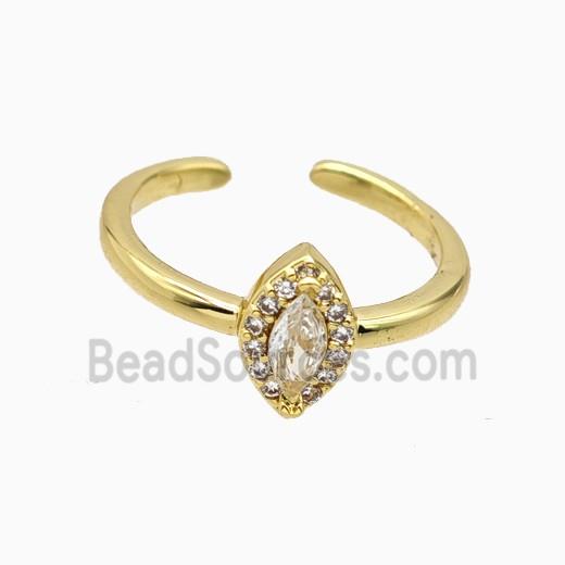 Copper Eye Rings Pave Zirconia Crystal Glass Gold Plated