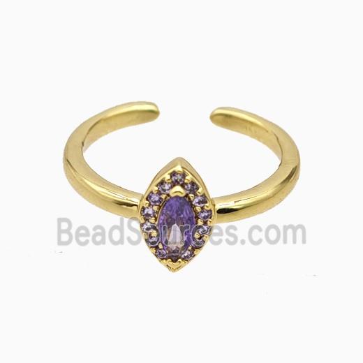 Copper Ring Pave Zircon, Gold Plated