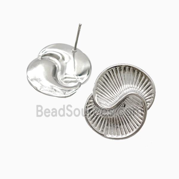 Copper Stud Earrings Platinum Plated