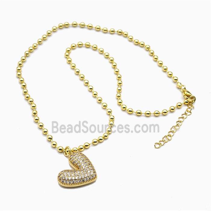 Copper Necklace Pave Zircon, Gold Plated