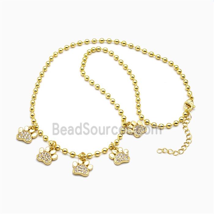 Copper Necklace Pave Zircon, Gold Plated