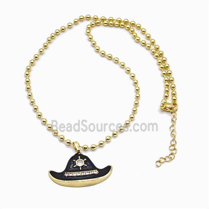 Copper Necklace Pave Zircon, Gold Plated