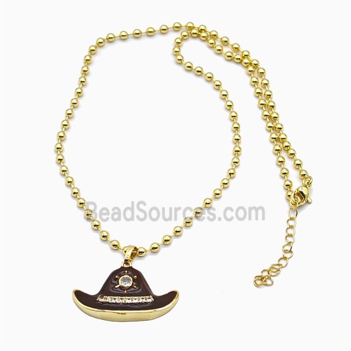 Copper Necklace Pave Zircon, Gold Plated