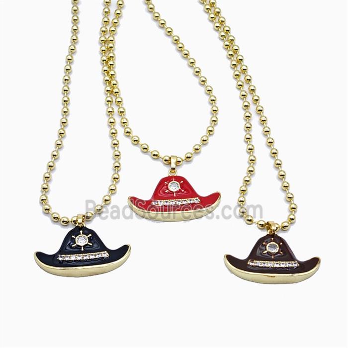 Copper Necklace Pave Zircon, Gold Plated