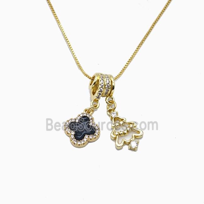 Copper Necklace Pave Zircon, Gold Plated