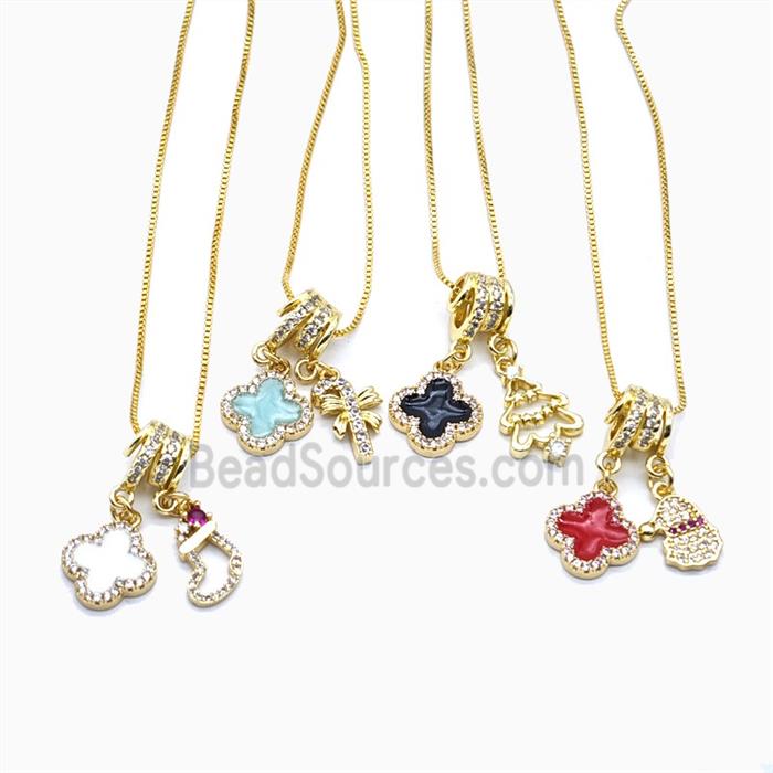 Copper Necklace Pave Zircon, Gold Plated