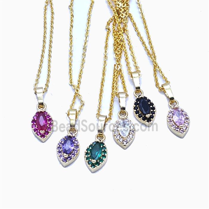 Copper Necklace Pave Zircon, Gold Plated