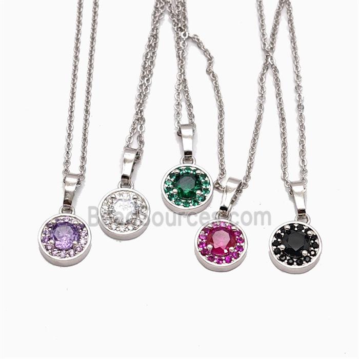 Copper Necklace Pave Zircon, Gold Plated