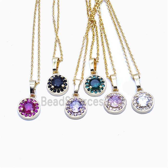 Copper Necklace Pave Zircon, Gold Plated