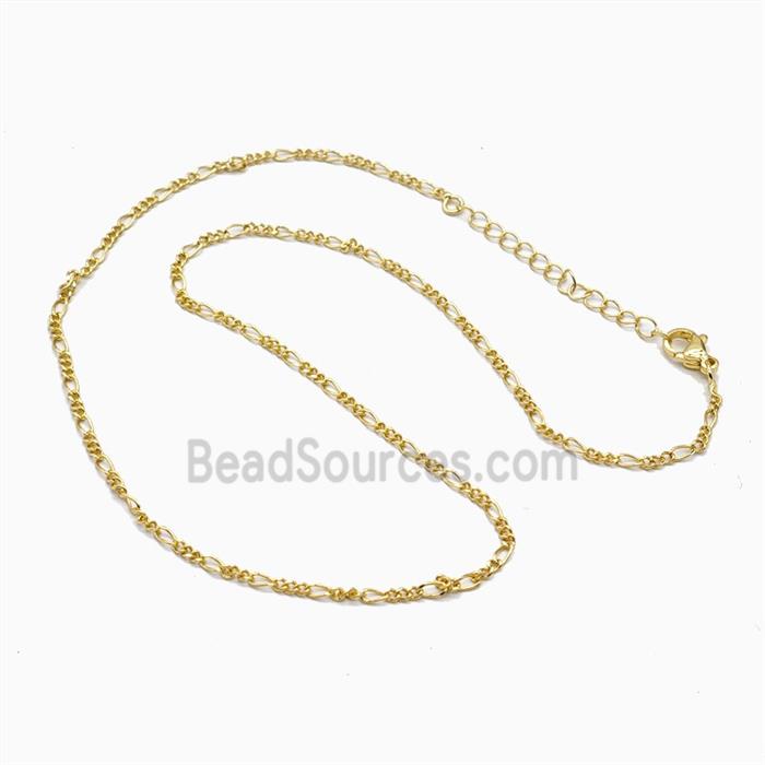 Copper Necklace Pave Zircon, Gold Plated