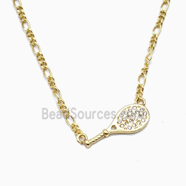 Copper Necklace Pave Zircon, Gold Plated