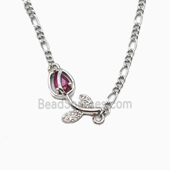 Copper Necklace Pave Zircon, Gold Plated