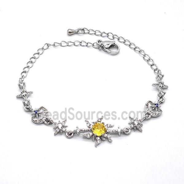 Copper Necklace Pave Zircon, Gold Plated