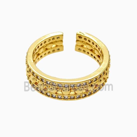 Copper Ring Pave Zircon, Gold Plated