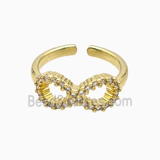 Copper Infinity Rings Pave Zirconia 18K Gold Plated