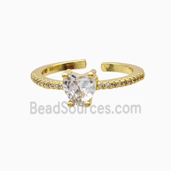 Copper Heart Rings Pave Zirconia 18K Gold Plated