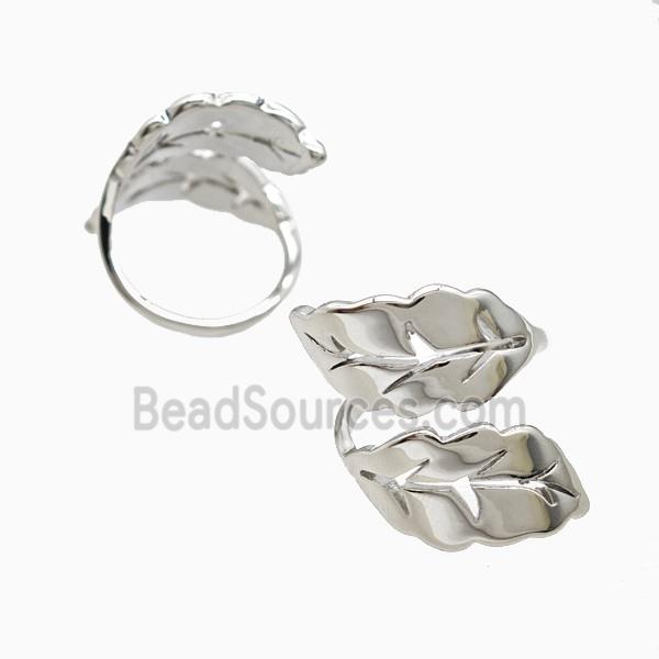 Copper Leaf Rings Platinum Plated