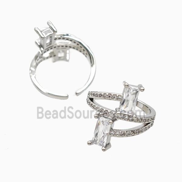 Copper Rings Pave Zirconia Platinum Plated