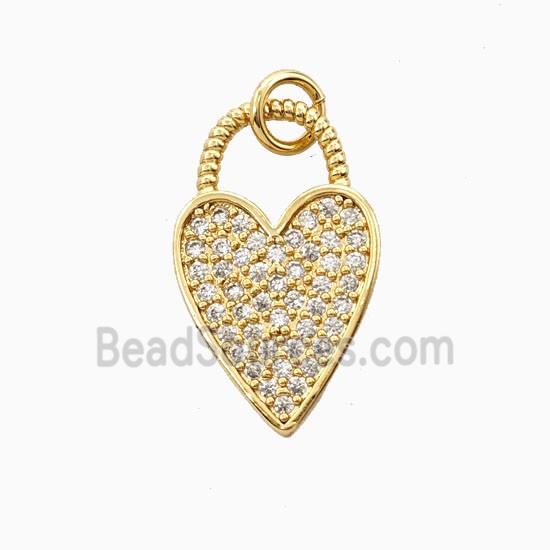 Copper Heart Pendant Pave Zirconia 18K Gold Plated