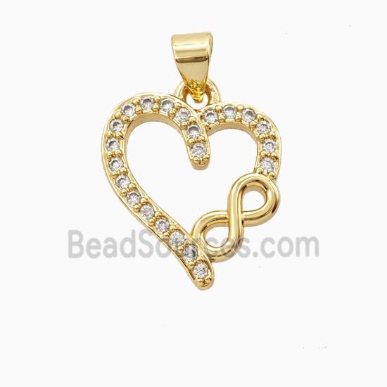 Copper Heart Pendant Pave Zirconia 18K Gold Plated