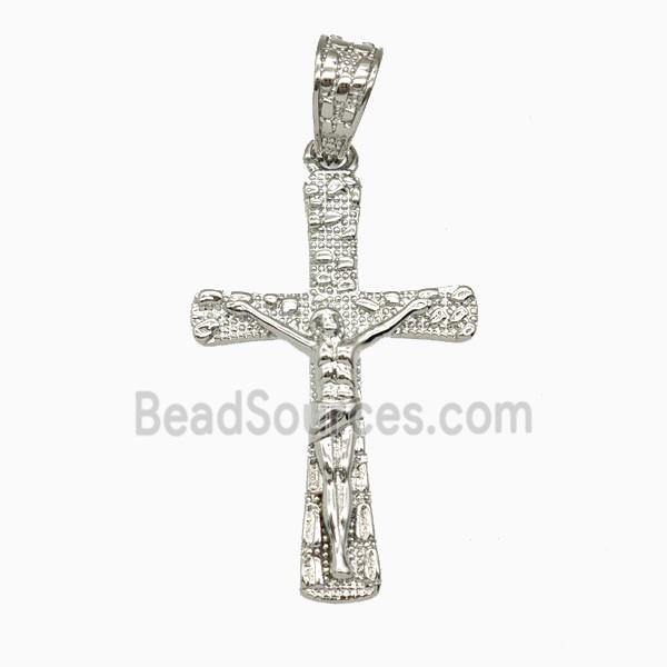 Copper Crucifix Cross Pendant Platinum Plated