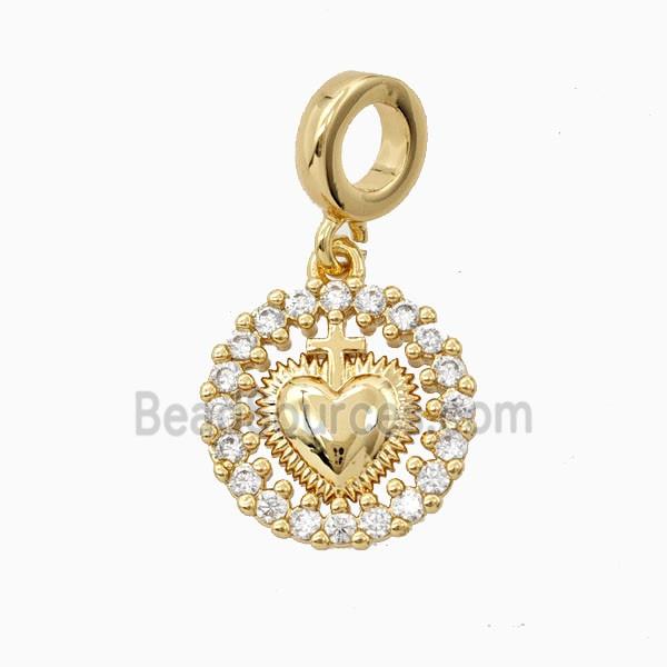 Copper Sacred Heart Pendant Pave Zirconia 18K Gold Plated