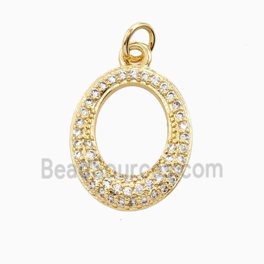 Copper Oval Pendant Pave Zirconia 18K Gold Plated