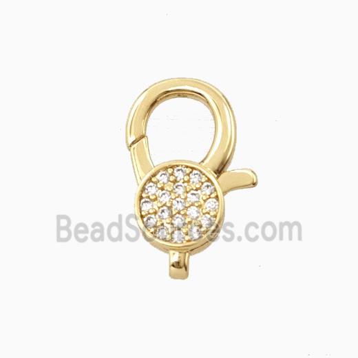 Copper Lobster Clasp Micropave Zirconia 18K Gold Plated