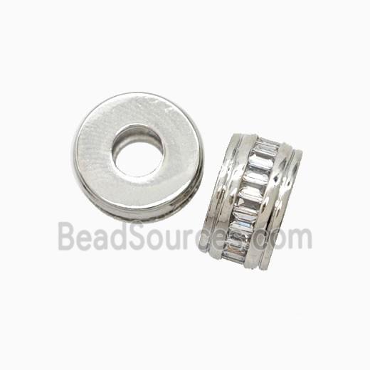 Copper Heishi Beads Pave Zirconia Platinum Plated