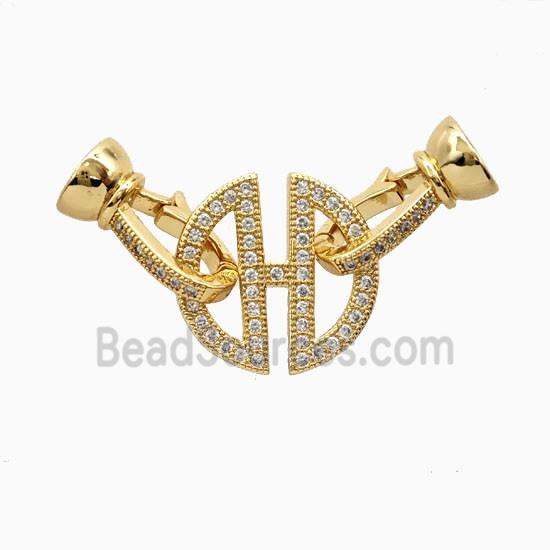 Copper Connector Clasp Pave Zirconia 18K Gold Plated