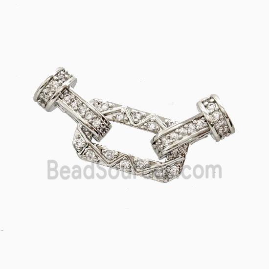 Copper Connector Clasp Pave Zirconia Platinum Plated