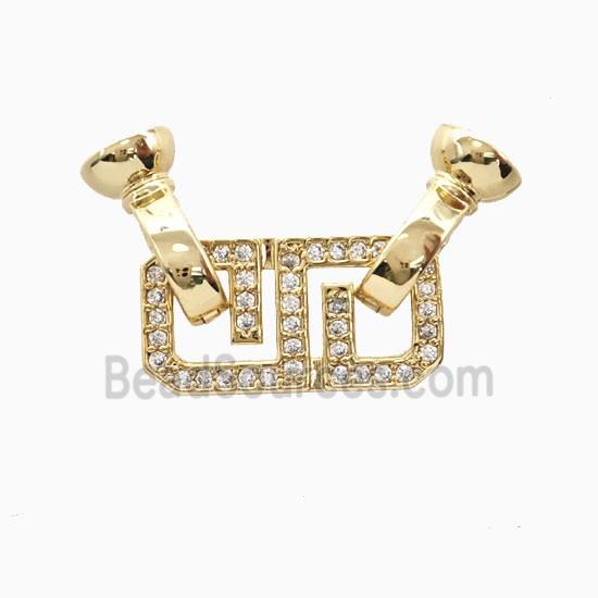 Copper Connector Clasp Pave Zirconia 18K Gold Plated