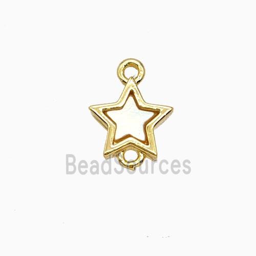 Copper Star Connector Pave Shell 18K Gold Plated