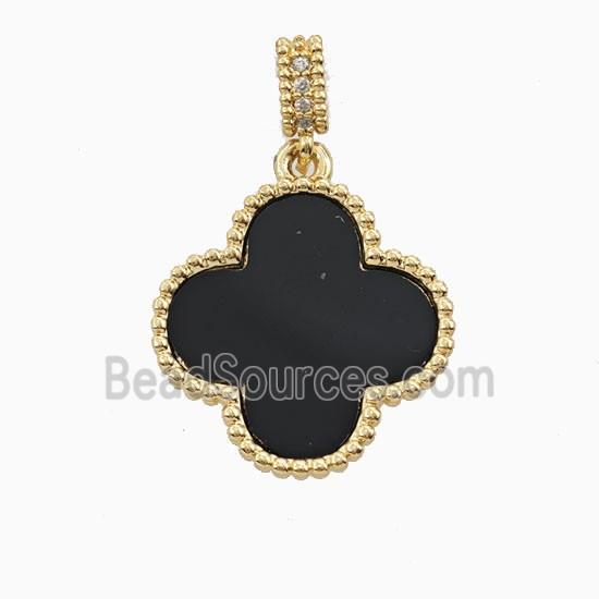 Copper Clover Pendant Pave Shell 18K Gold Plated