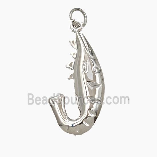 Copper Crayfish Pendant Shrimp Platinum Plated