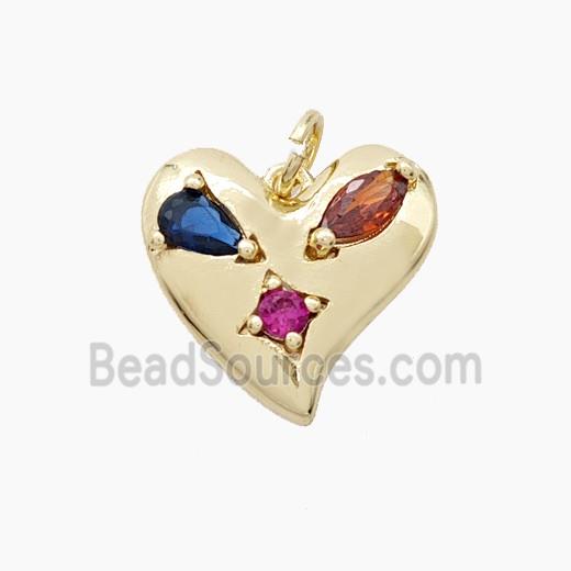 Copper Heart Pendant Pave Zirconia Gold Plated