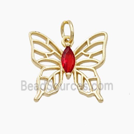 Copper Butterfly Pendant Pave Zirconia Gold Plated