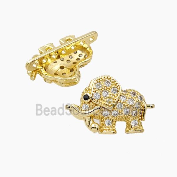 Copper Elephant Beads Pave Zirconia Multi-holes Gold Plated