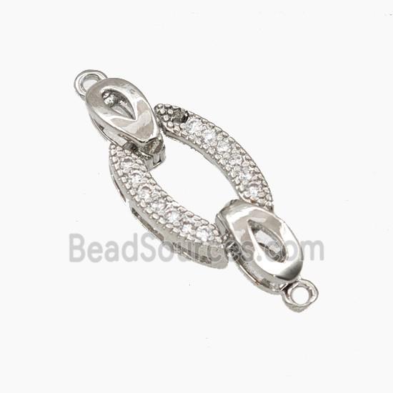 Copper Clasp Pave Zirconia Platinum Plated