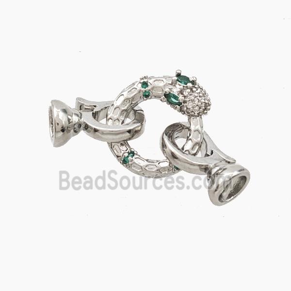 Copper Snake Clasp Pave Zirconia Platinum Plated
