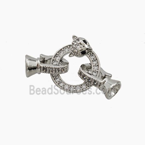 Copper Fox Clasp Pave Zirconia Platinum Plated