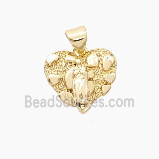 Bohemia Style Copper Heart Pendant Jesus Gold Plated