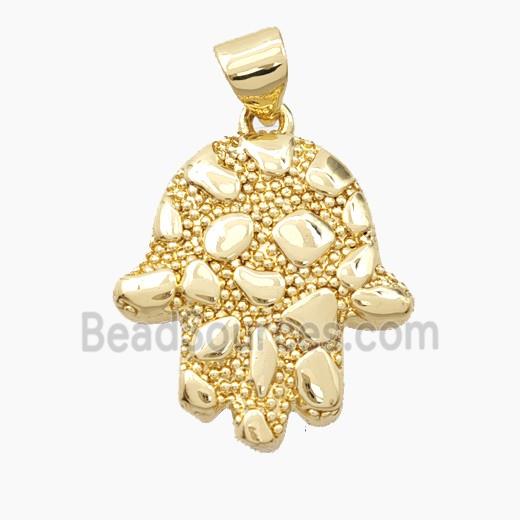 Bohemia Style Copper Hamsahand Pendant Gold Plated