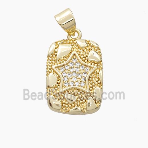 Bohemia Style Copper Rectangle Star Pendant Pave Zirconia Gold Plated